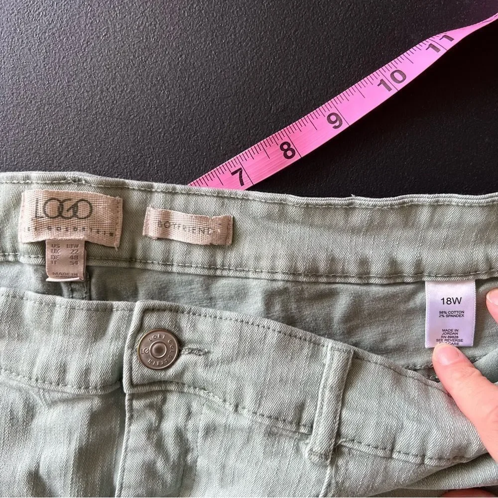 LOGO by Lori Goldstein Sage Green Boyfriend Pants size 18 W